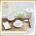 Conjunto de vajilla de cerámica blanco grabado, vajilla de restaurante